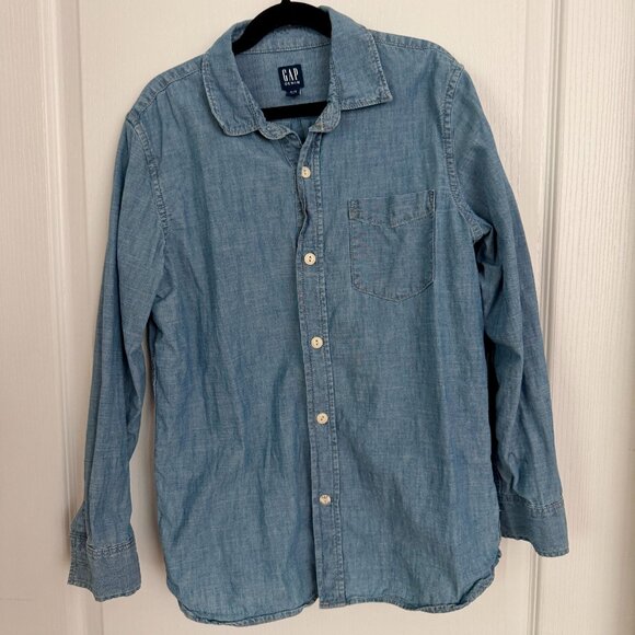 Gap Kids 100% Cotton Denim Long Sleeve Button Shirt Size XL / 12 - Picture 1 of 5